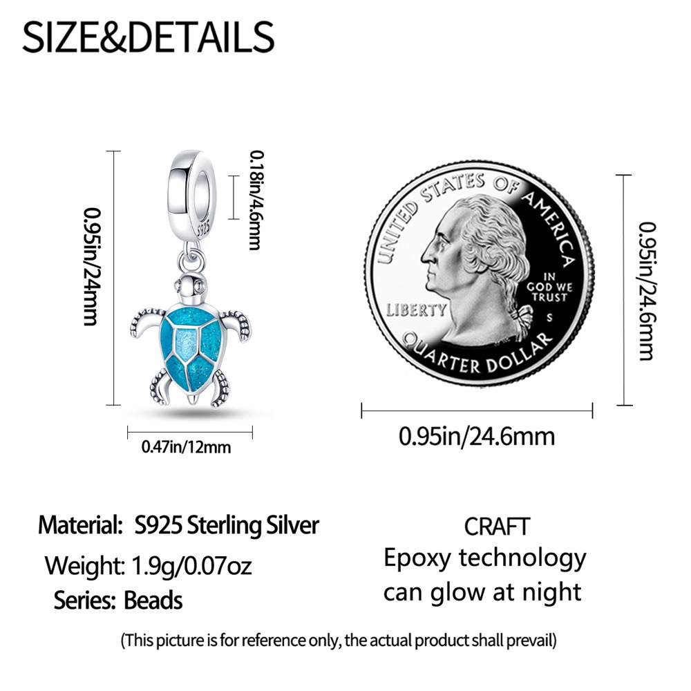 S925 sterling silver beaded DIY colorful turtle bracelet accessories - Image 4