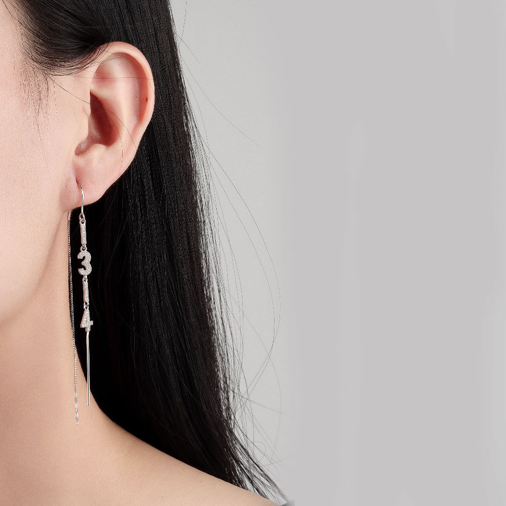 S925 sterling silver stud earrings long tassel earrings - Image 4