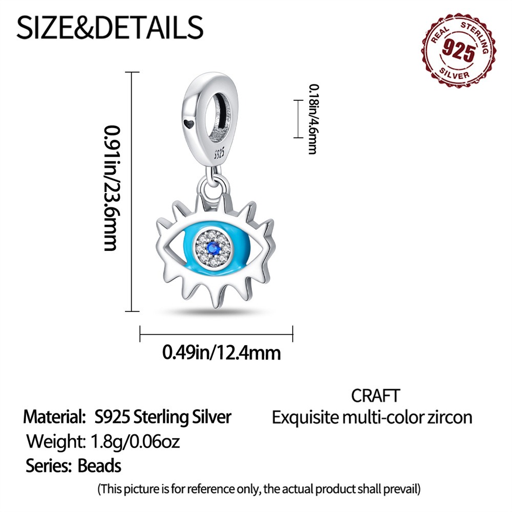 S925 Sterling Silver Beaded DIY Devil's Eye Bracelet Accessories - Image 3