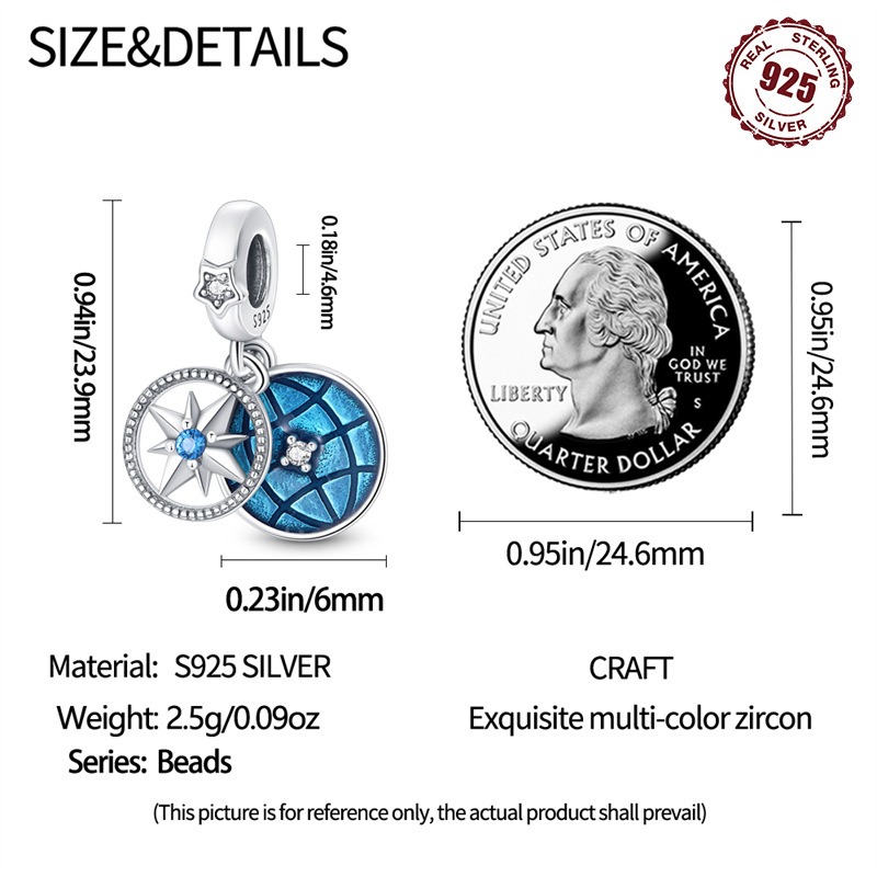 S925 Sterling Silver Beads DIY Earth Bracelet Accessories - Image 4