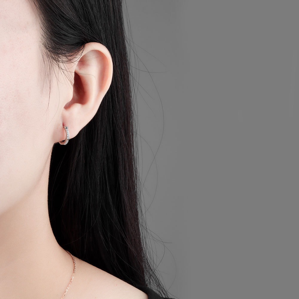 S925 sterling silver stud earrings geometric rivets inlaid with zircon earrings - Image 5