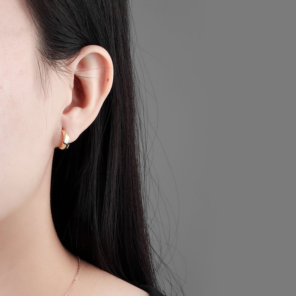 S925 sterling silver stud earrings geometric twisted glossy earrings - Image 5