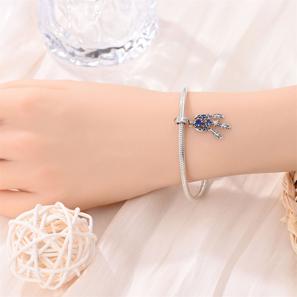 S925 sterling silver beaded dreamcatcher flower bracelet accessory - Image 3