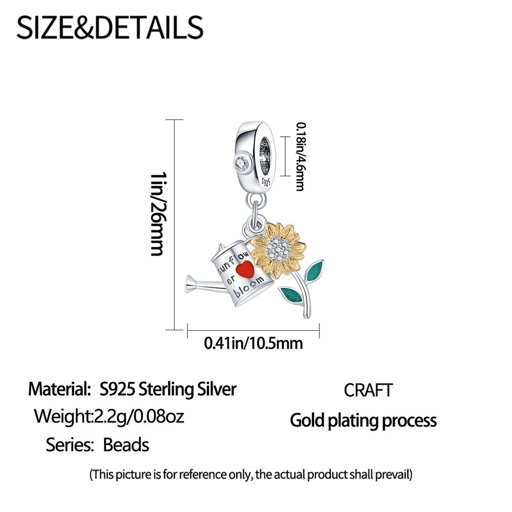 S925 sterling silver beaded sunflower bracelet accessory - Image 3