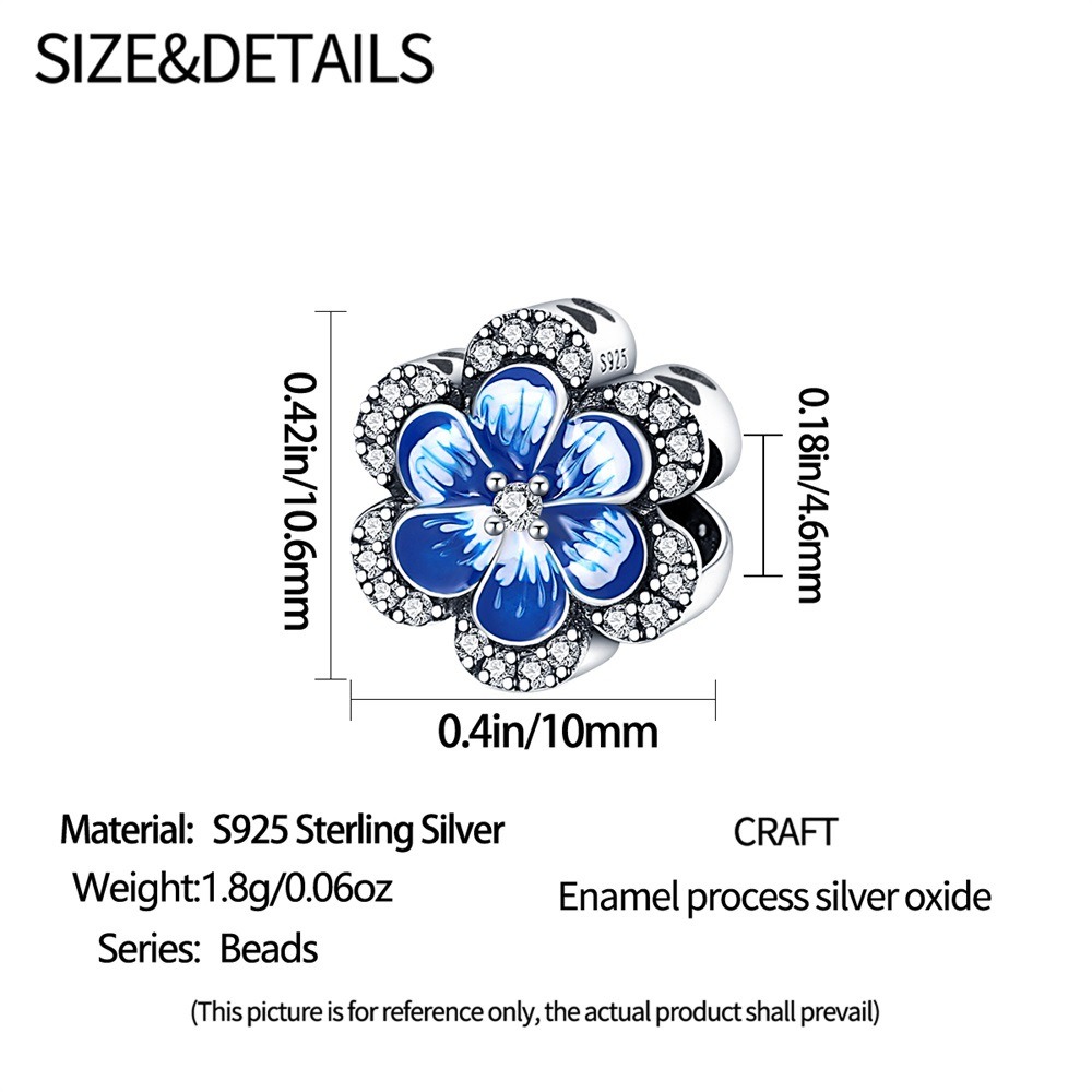 S925 sterling silver beaded blue flower bracelet accessory - Image 3
