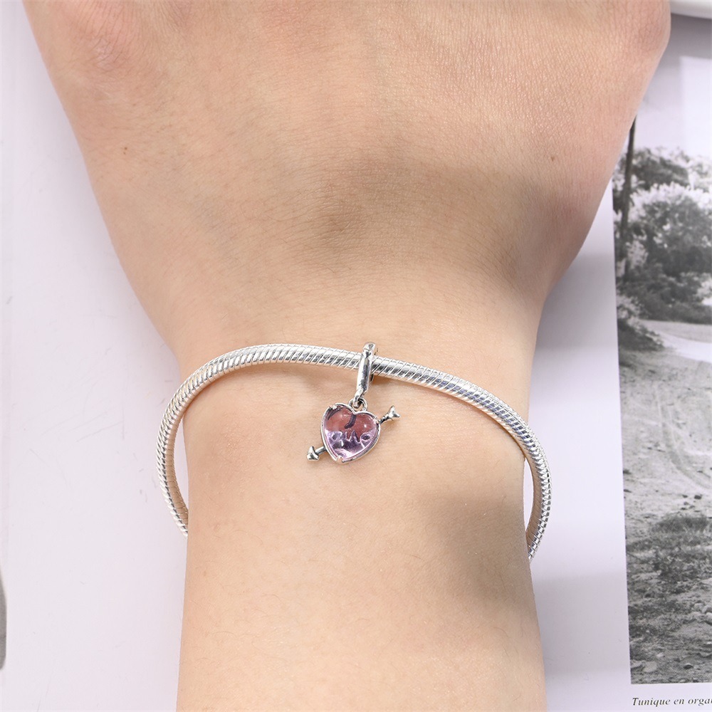 S925 Sterling Silver Beaded DIY Cupid Heart Bracelet Accessories - Image 3