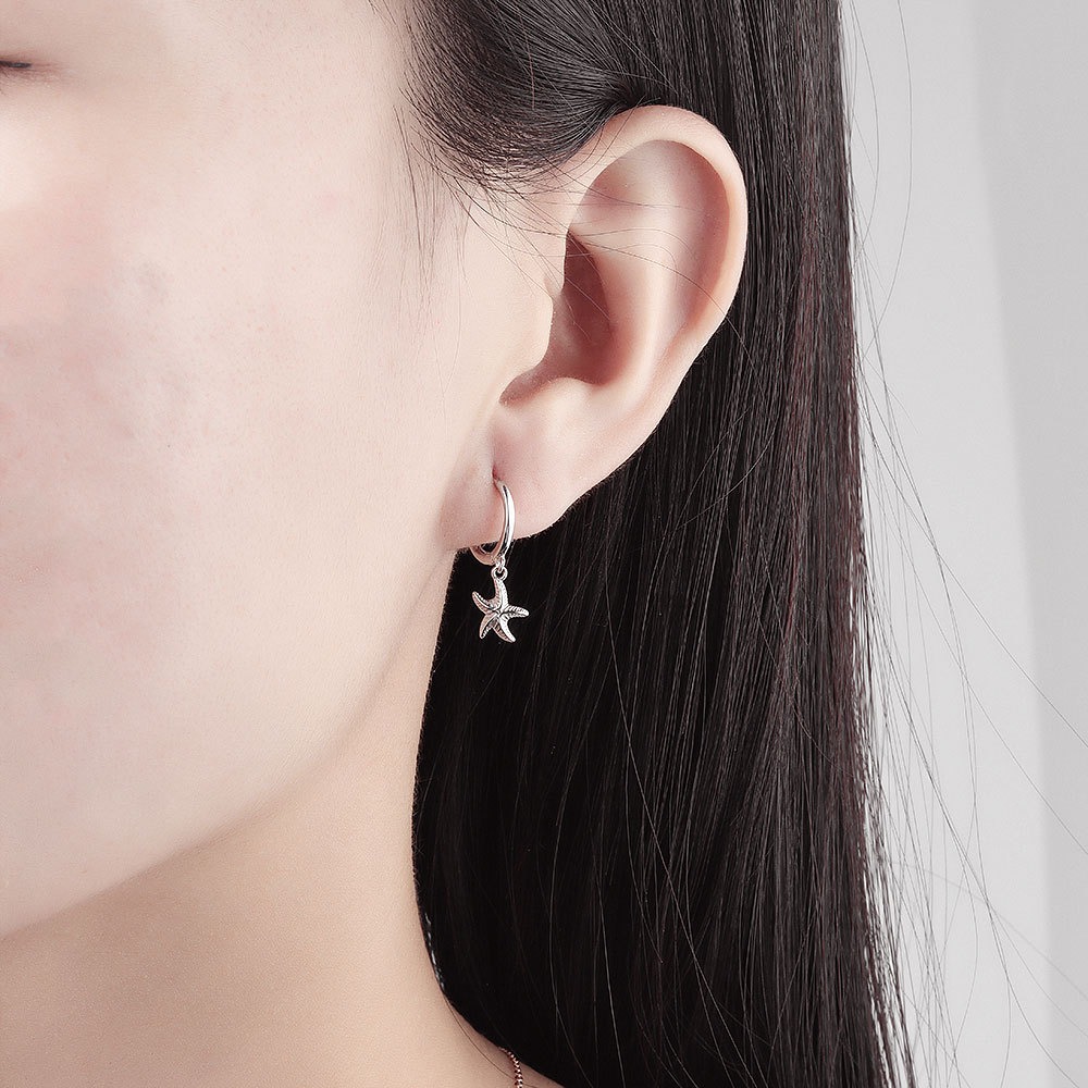 S925 sterling silver stud earrings starfish earrings - Image 5