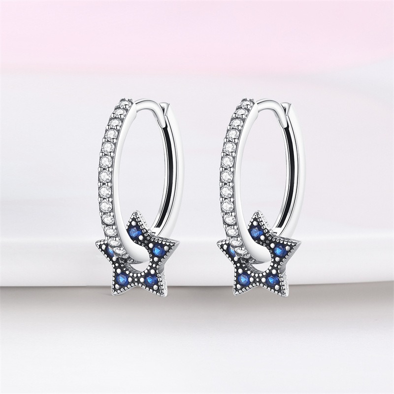 S925 sterling silver stud earrings star earrings - Image 4