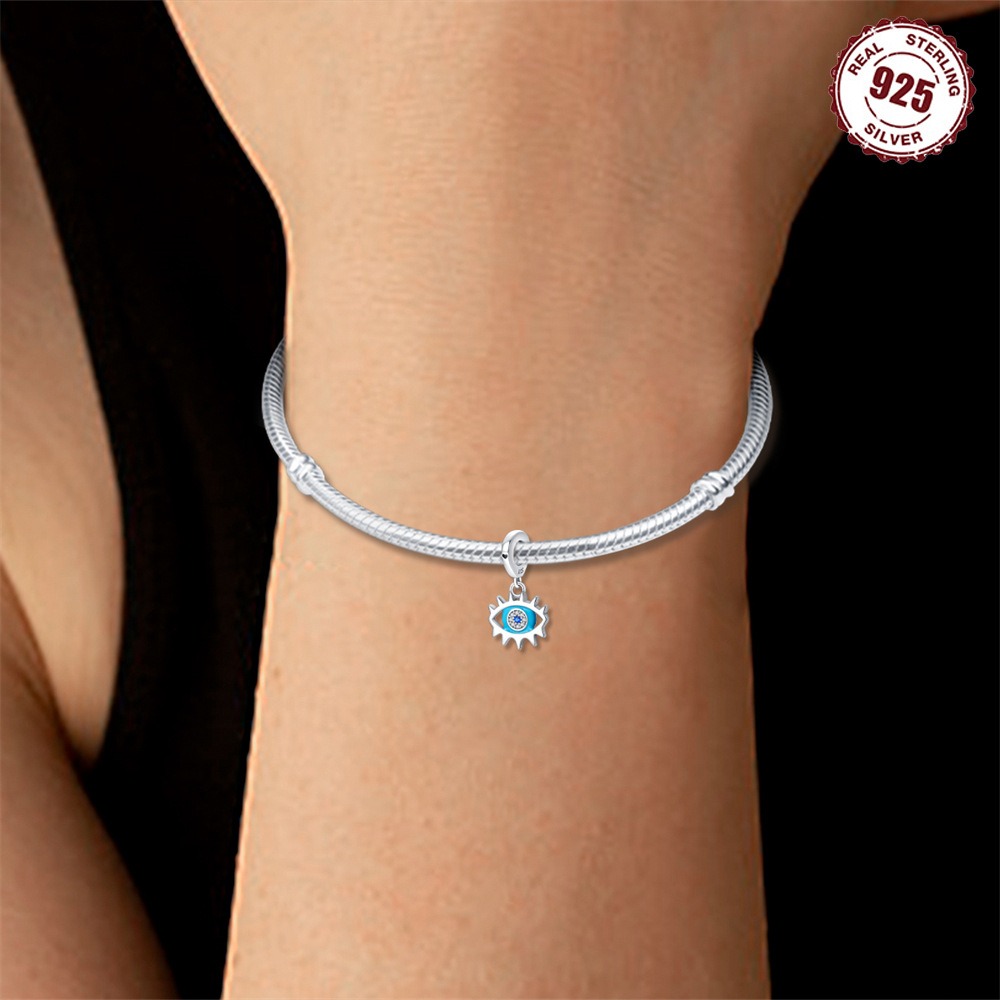 S925 Sterling Silver Beaded DIY Devil's Eye Bracelet Accessories - Image 2