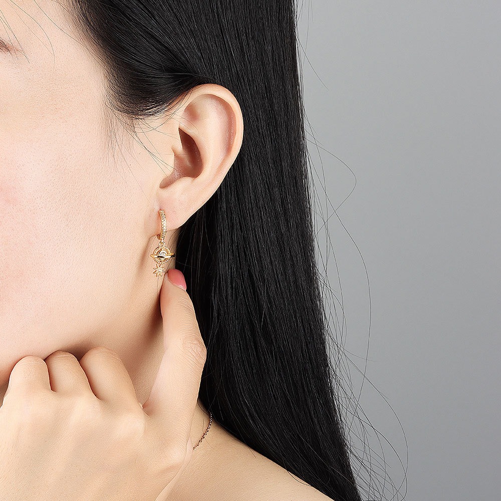 S925 sterling silver stud earrings galaxy earrings - Image 5