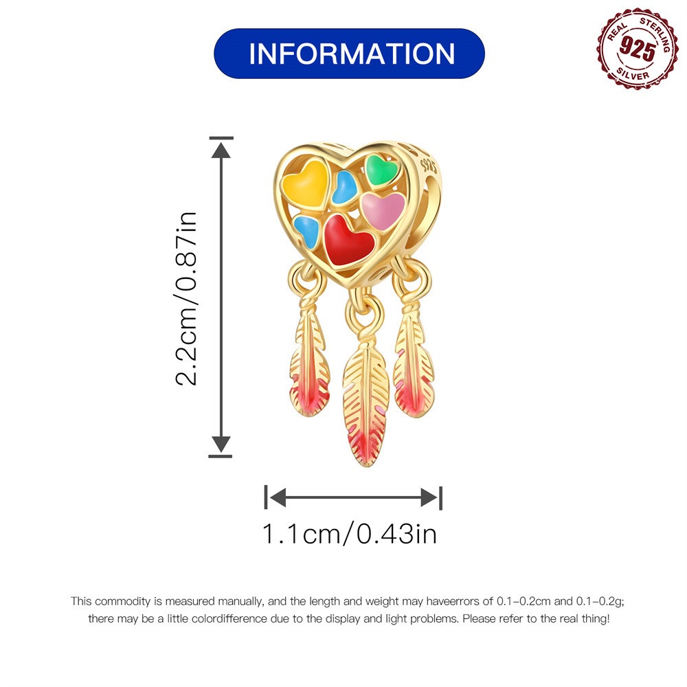 S925 sterling silver beaded DIY color love dreamcatcher bracelet accessories - Image 3