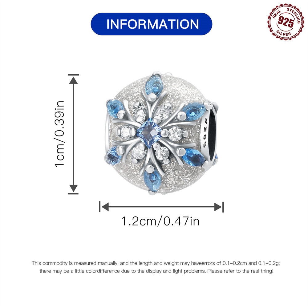 S925 sterling silver beaded DIY glass snowflake bracelet accessories - Image 3