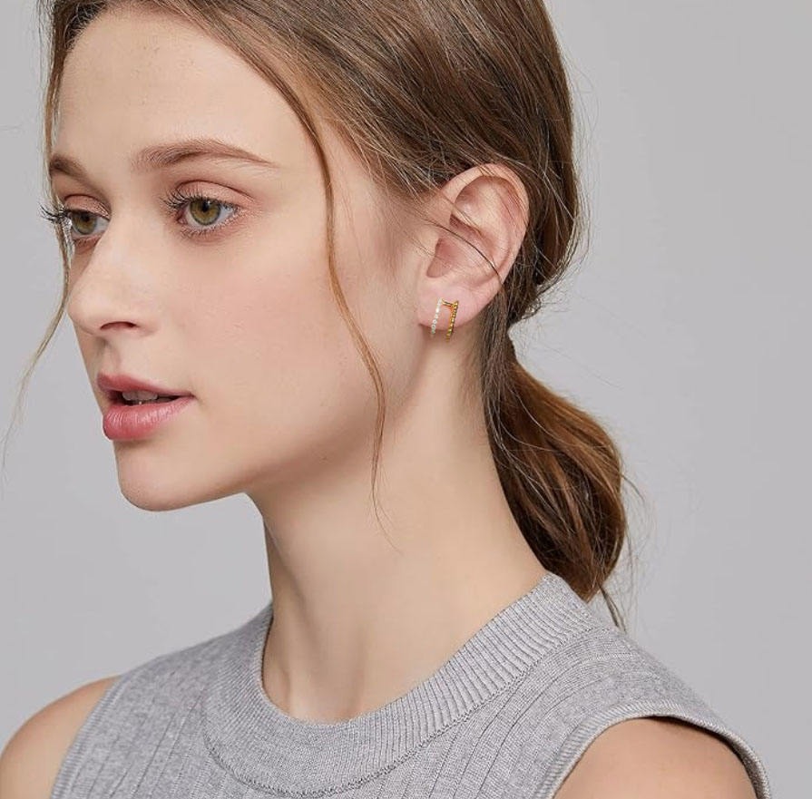 S925 sterling silver stud earrings 1.5mm moissanite beaded earrings - Image 5