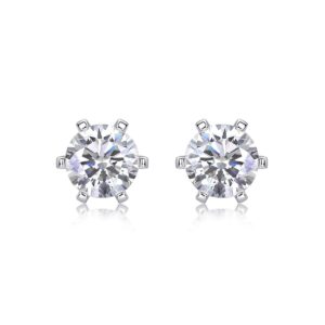 S925 Sterling Silver 1CT Moissanite Stud Earrings