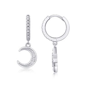 0.52ct Moissanite S925 Sterling Silver Star Moon Earrings