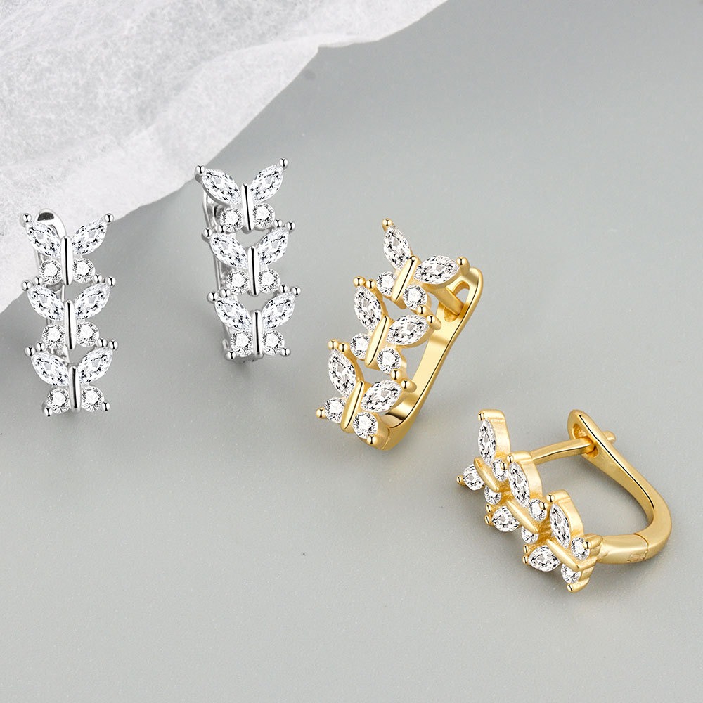 S925 sterling silver stud earrings U-shaped butterfly earrings - Image 4