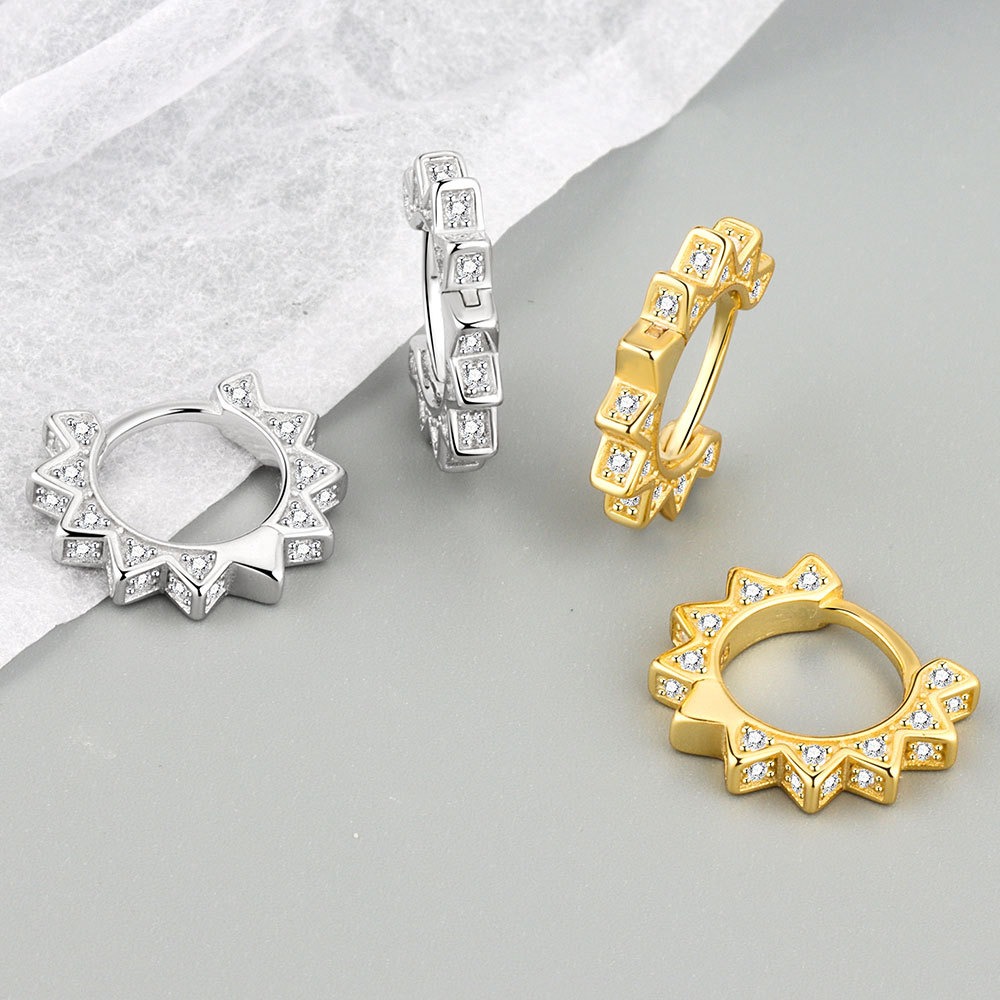 S925 sterling silver stud earrings geometric earrings - Image 4