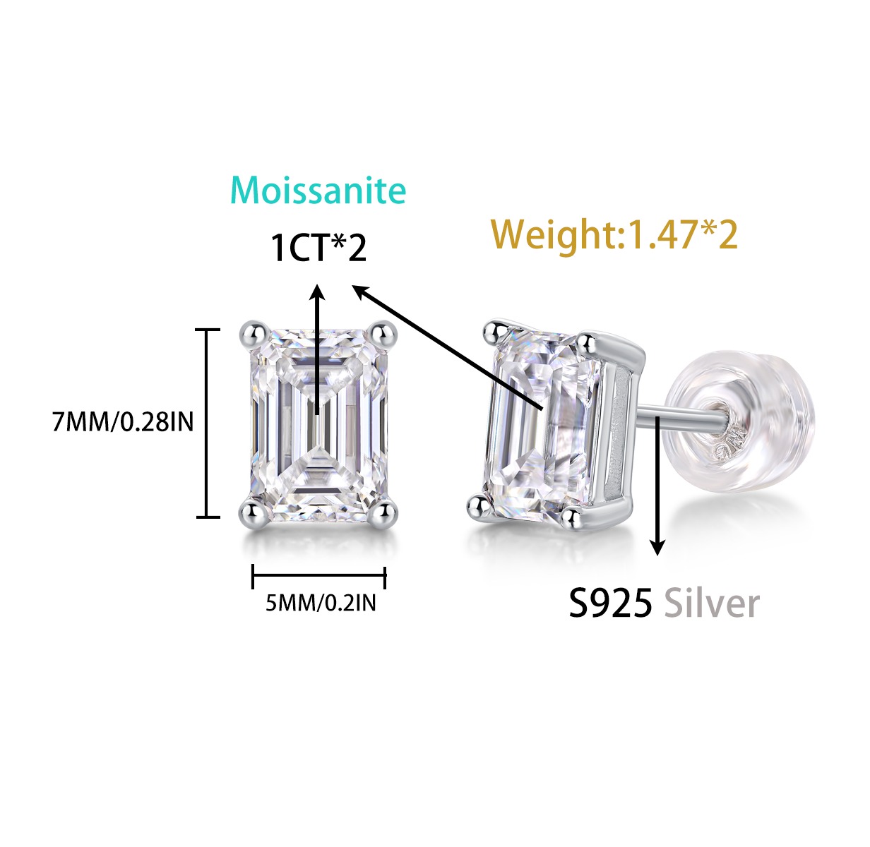 Moissanite S925 sterling silver earrings - Image 3
