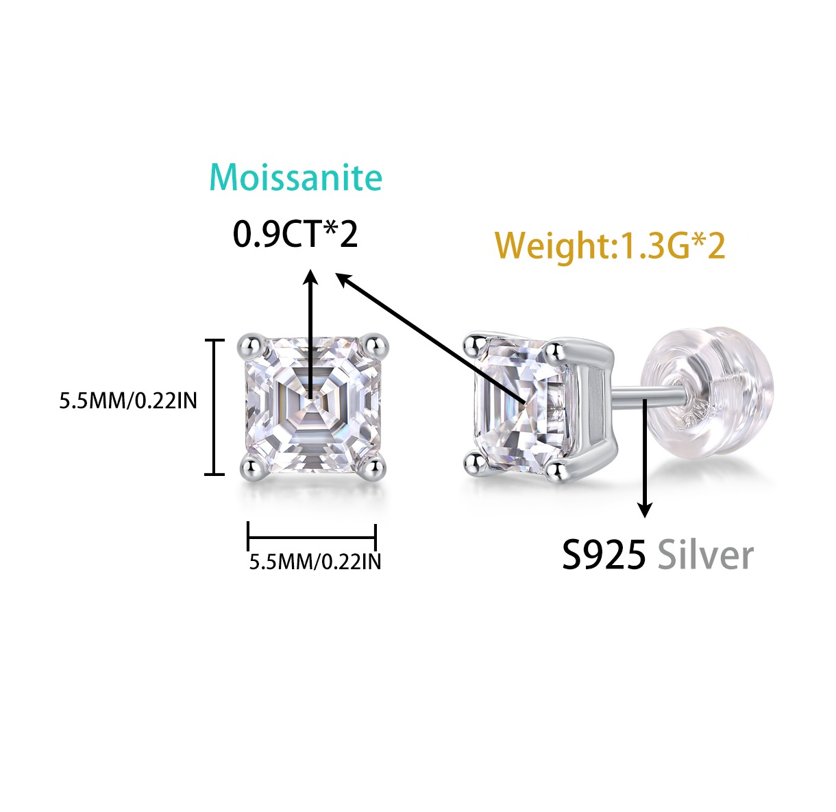 Moissanite S925 sterling silver earrings - Image 2