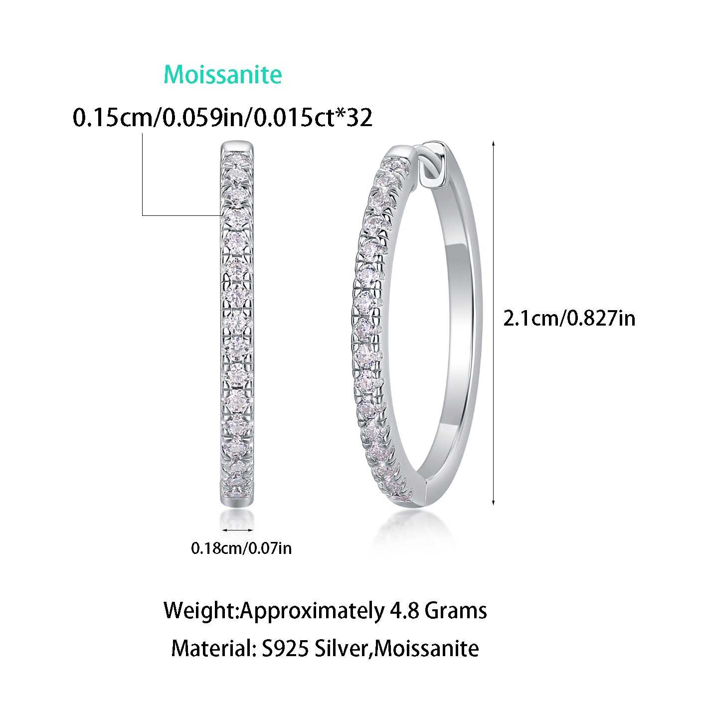 Moissanite S925 sterling silver earrings - Image 2