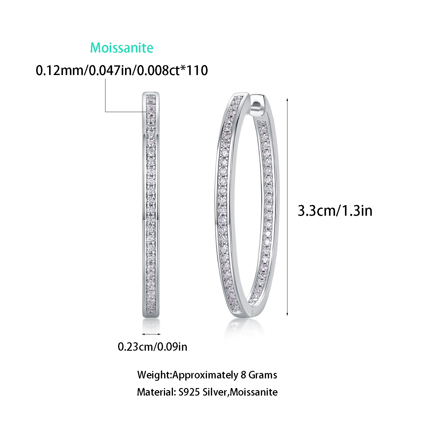 Moissanite S925 sterling silver earrings - Image 2