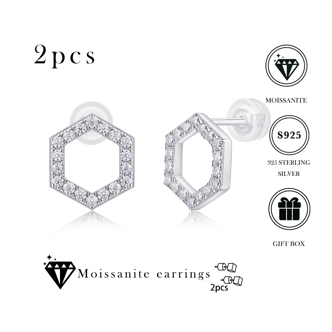 Moissanite S925 sterling silver earrings