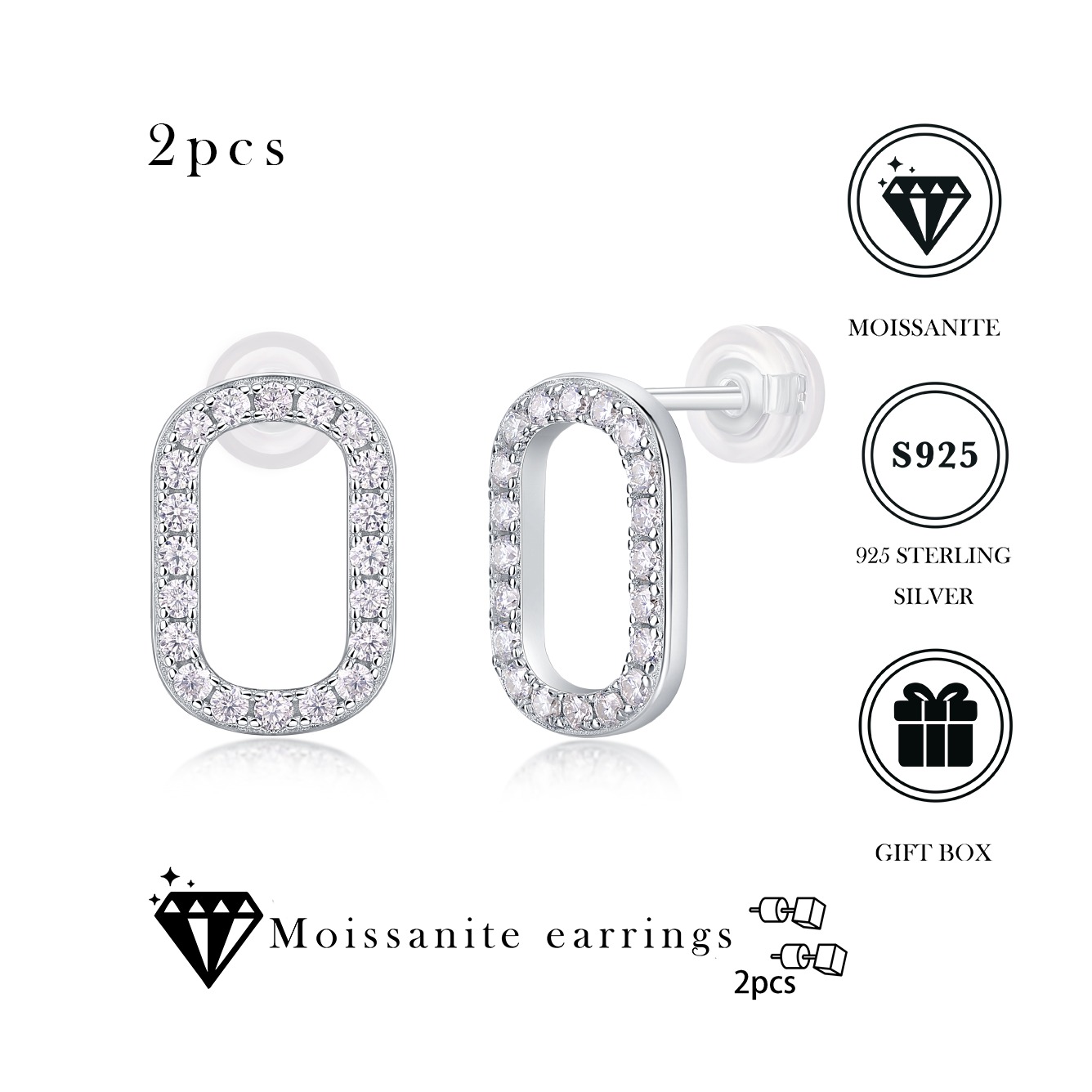 Moissanite S925 sterling silver earrings