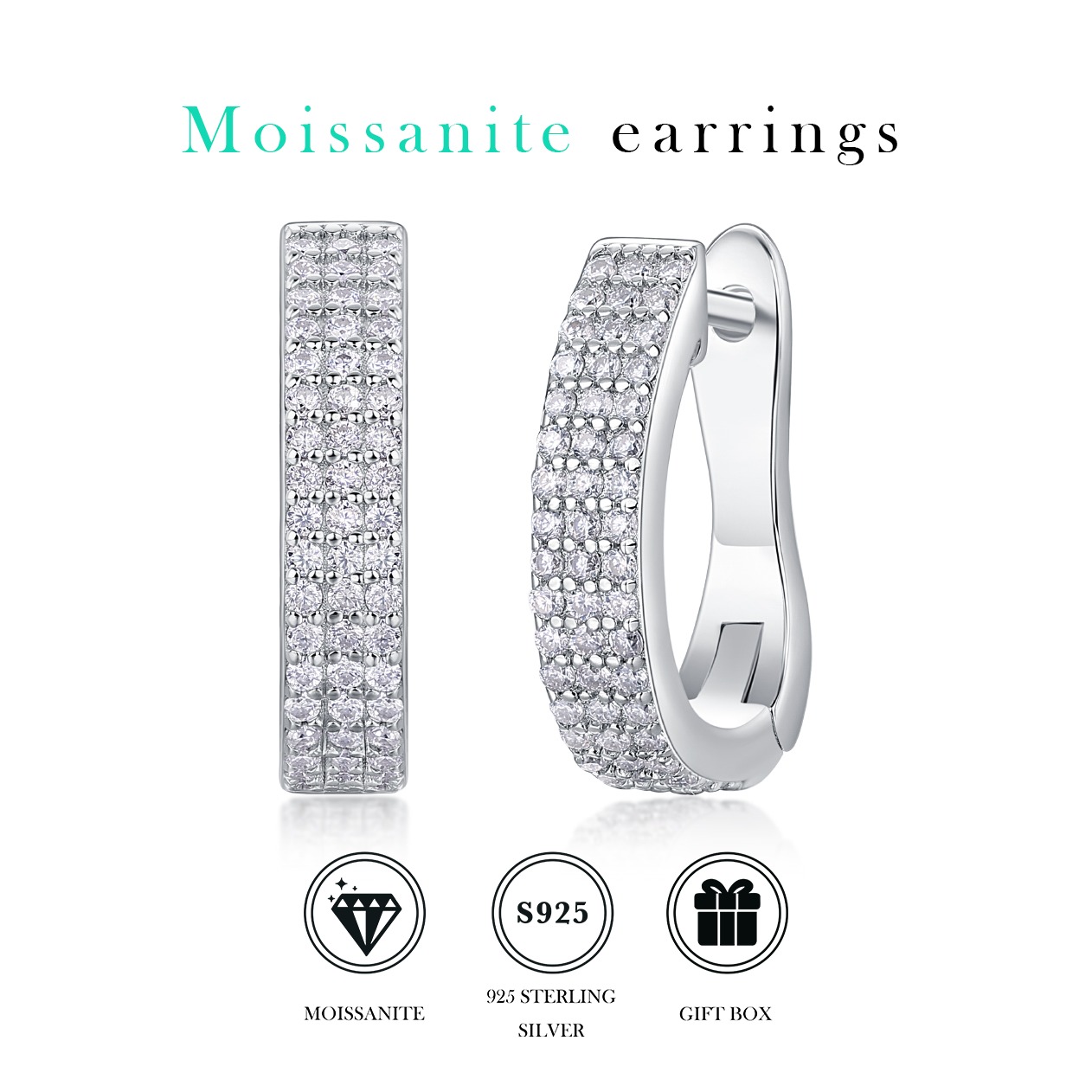 Moissanite S925 sterling silver earrings - Image 3