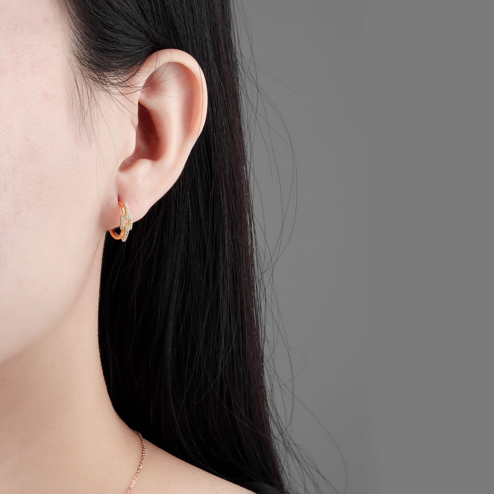 S925 sterling silver stud earrings with diamonds - Image 5