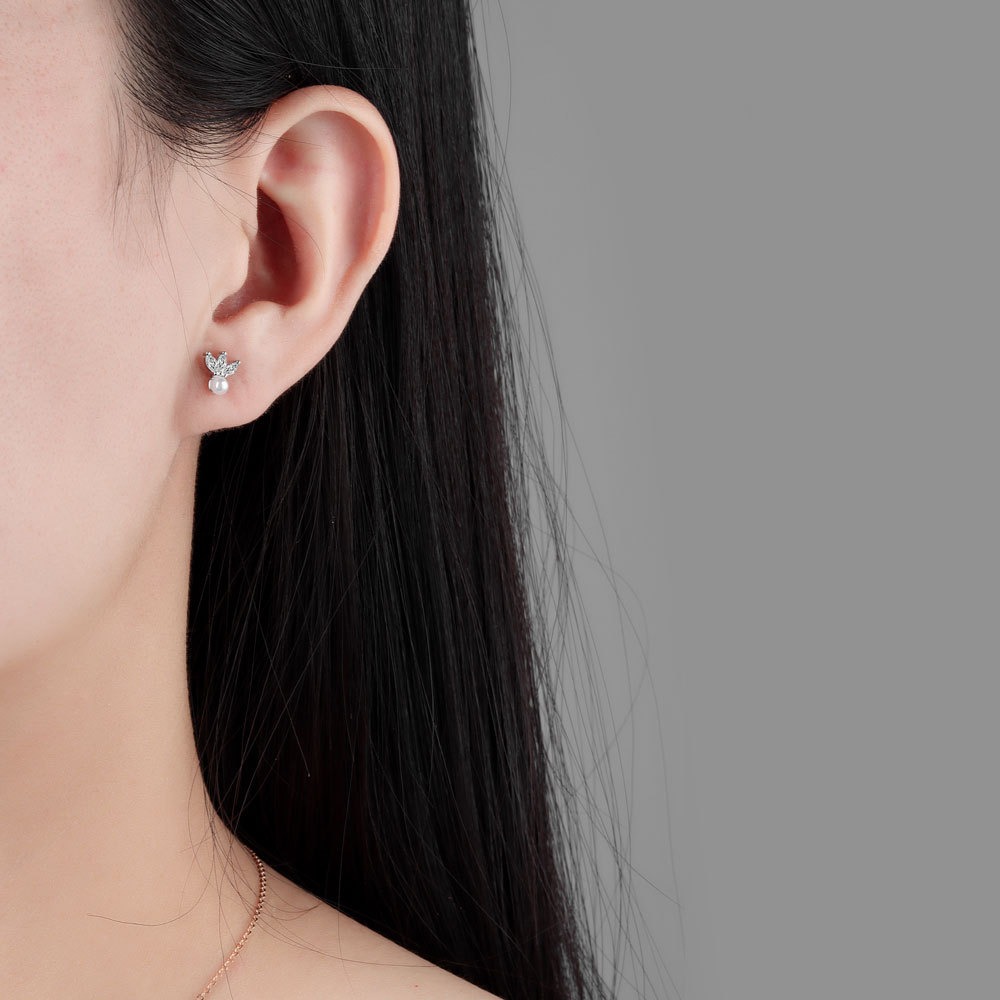 S925 sterling silver stud earrings marquise rabbit earrings - Image 4