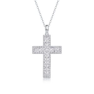 925 sterling silver pendant necklace with moissanite gold chain