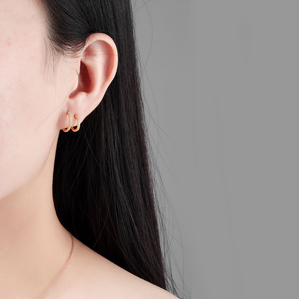 S925 sterling silver stud earrings double round earrings - Image 5