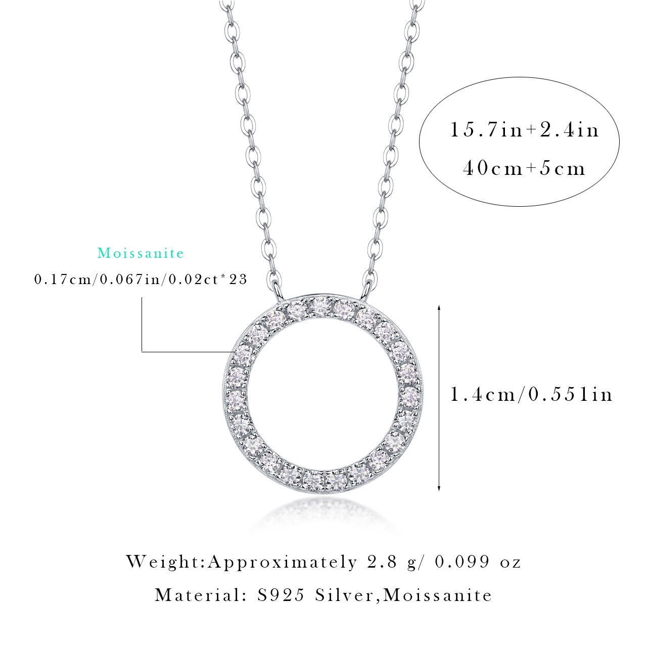 S925 Sterling Silver GRA certified VVS1 Diamond Moissanite Pendant Necklace - Image 3