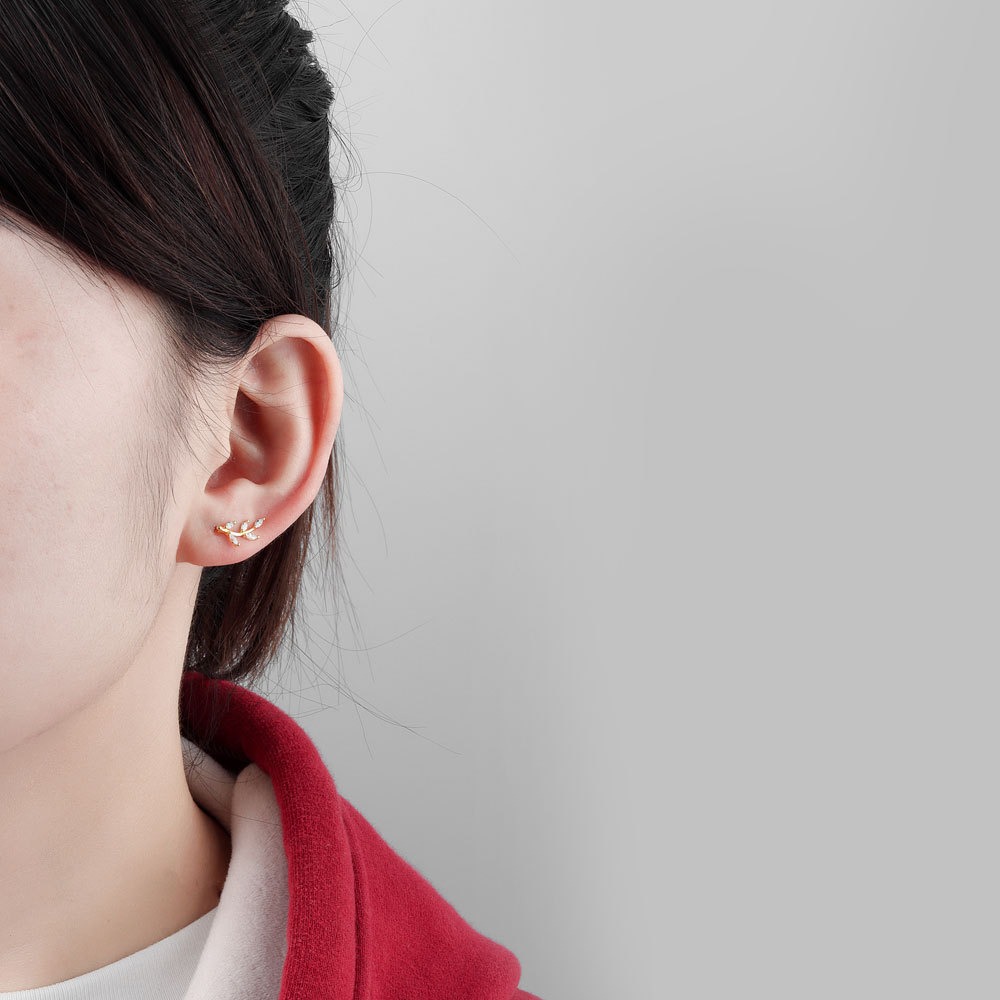 S925 sterling silver stud earrings marquise leaf earrings - Image 5