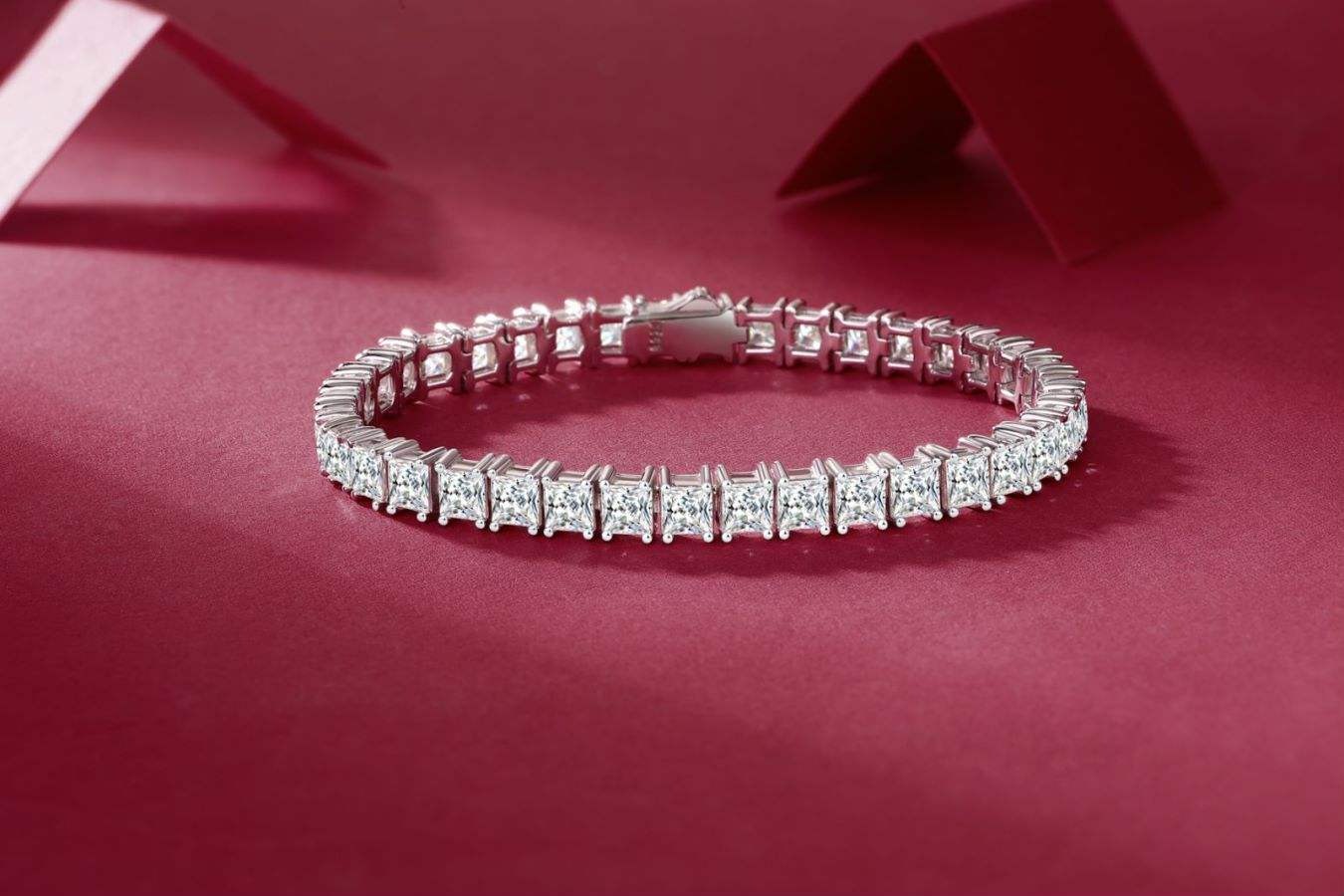 4MM Square Moissanite Tennis Bracelet White Gold Plated 925 Silver D Color VVS1 - Image 4