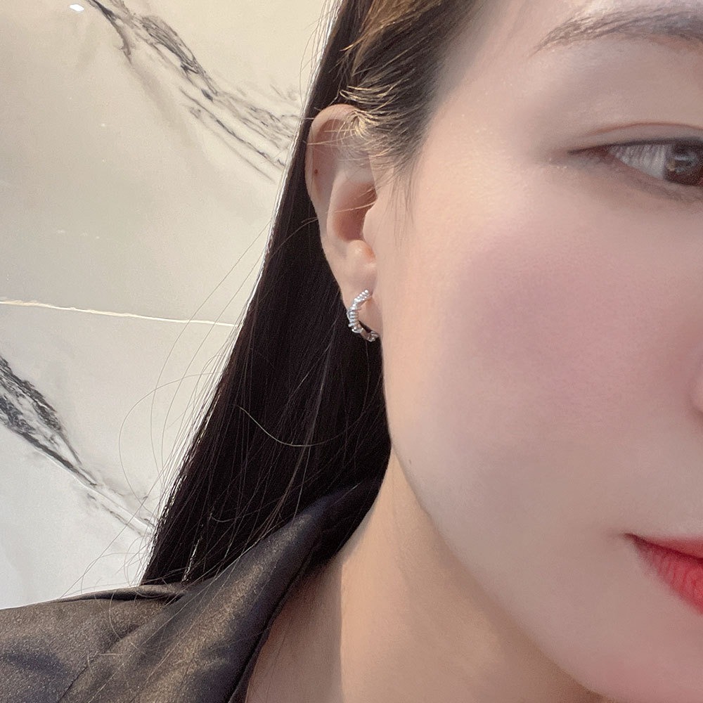 S925 sterling silver stud earrings knotted earrings - Image 5