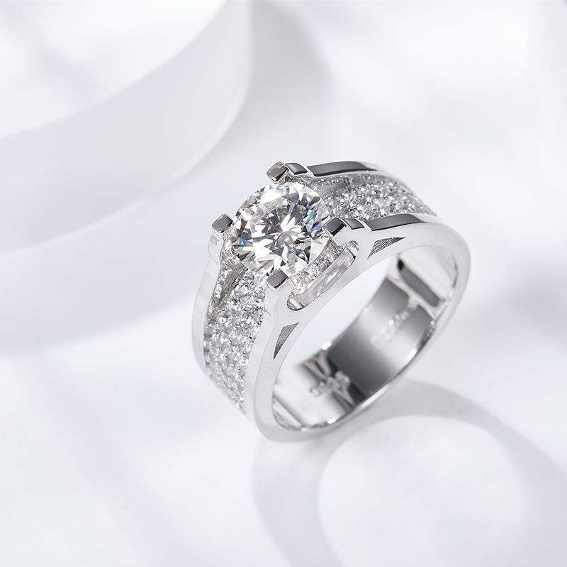 Stunning 1/2 Carat Moissanite Men's Ring S925 Sterling Silver with 18K Gold Plating - Image 4