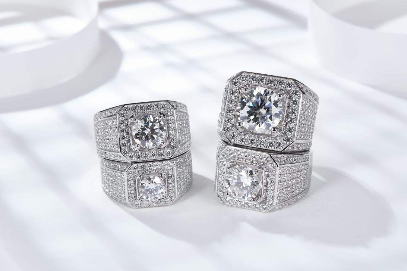 1/2/3/5 Carat Moissanite Ring S925 Silver 18K Gold Plated Engagement Ring Men's - Image 5