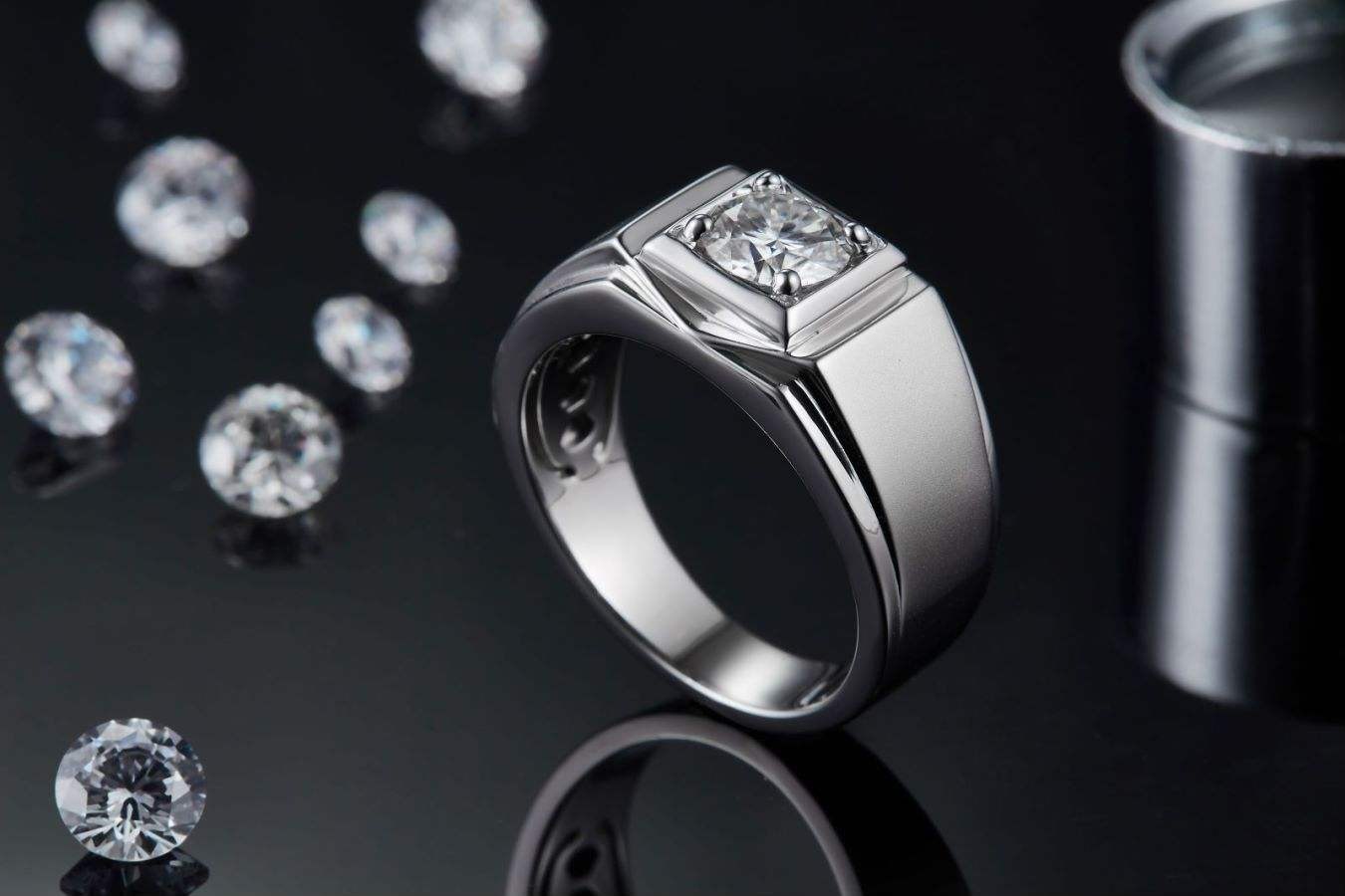 Men's 1 Carat Moissanite Ring in 925 Sterling Silver Single Stone Wedding - Image 4