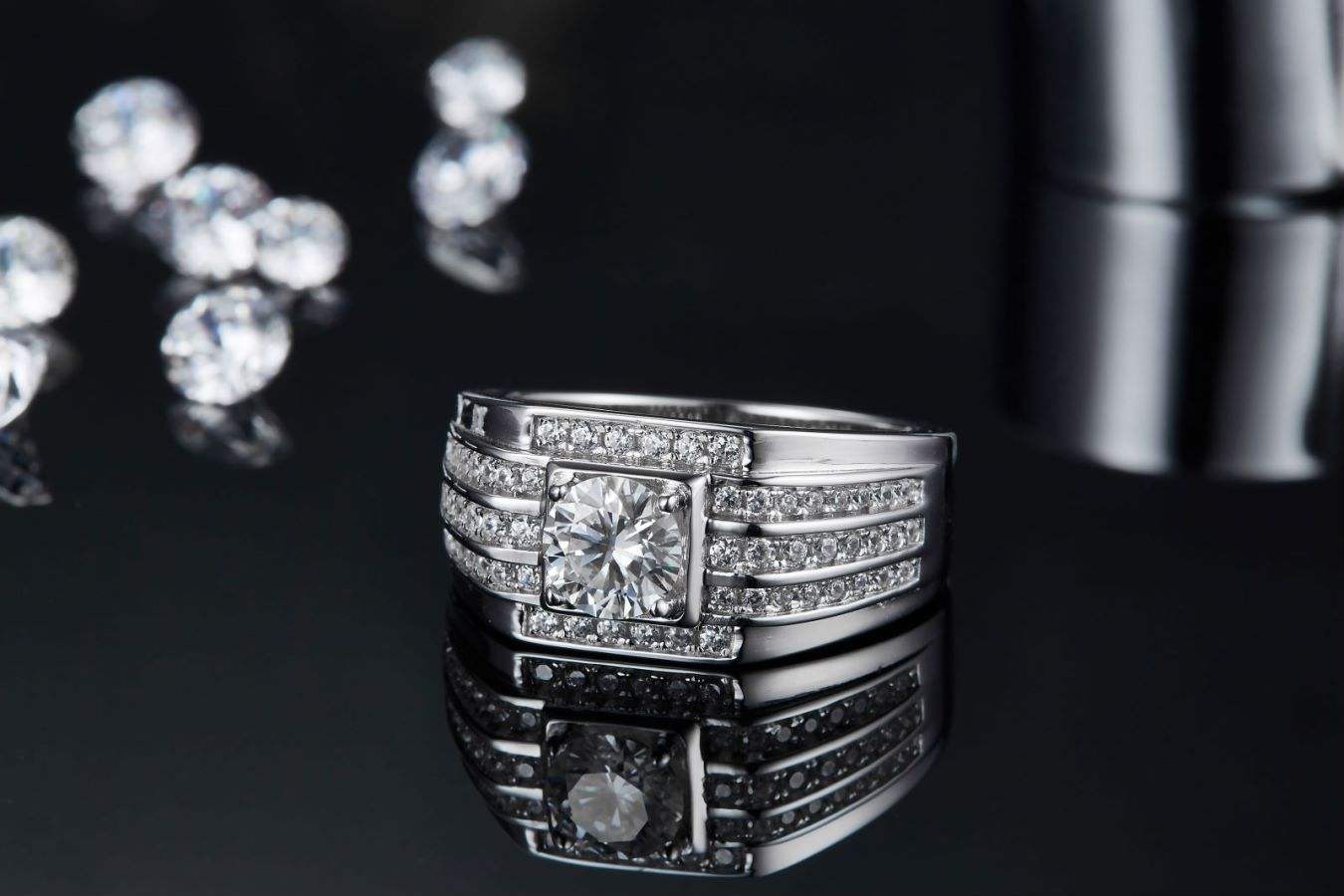 1 Ct Moissanite Ring Men's 925 Silver Luxury Engagement - Image 4