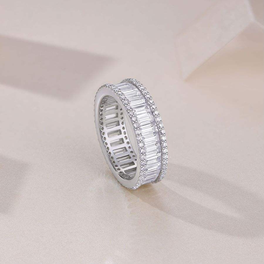 Moissanite Eternity Wedding Ring S925 Silver 18K White Gold Plated - Image 4
