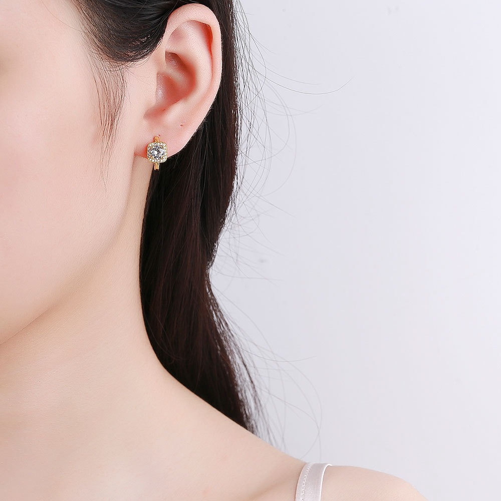 S925 sterling silver stud earrings square zircon earrings - Image 5