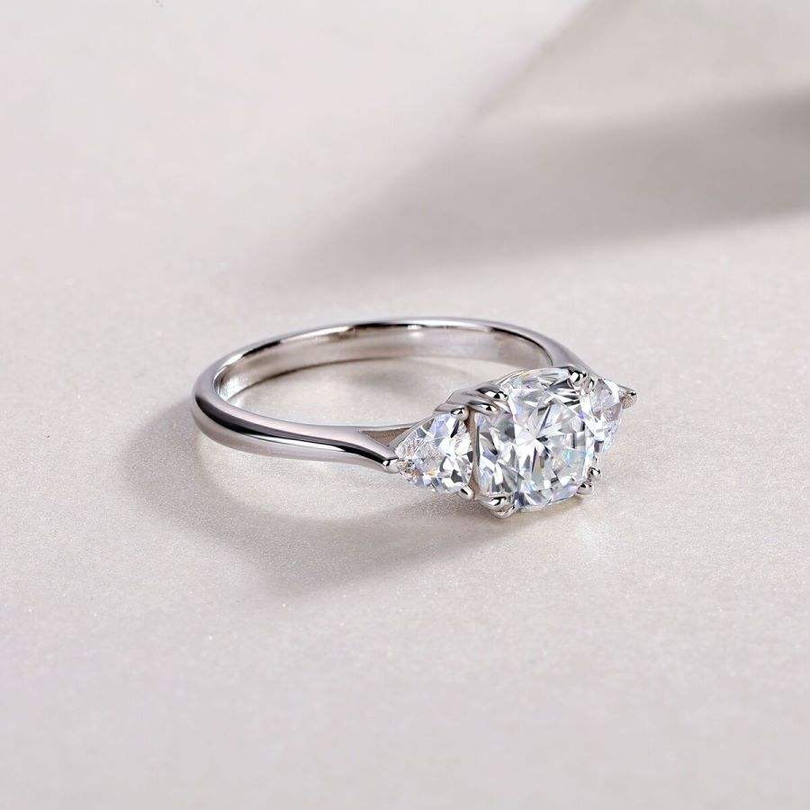 1.6 Carat Moissanite Ring in S925 Silver Plated with 18K White Gold - Wedding Jewelry Gift - Image 4