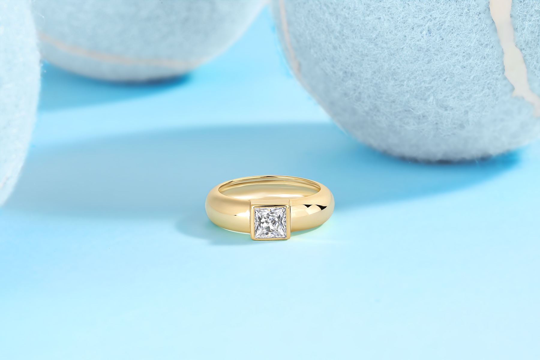 Gold Plated S925 Silver Square Moissanite Ring Elegant Statement Jewelry - Image 5