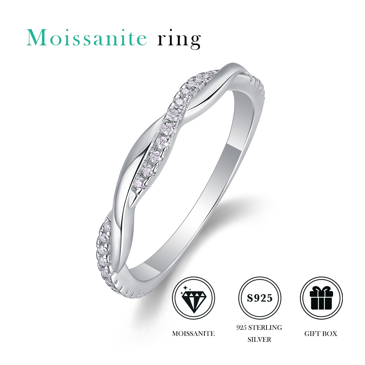 S925 Silver Men's Moissanite Fashion Women Ring For Sale