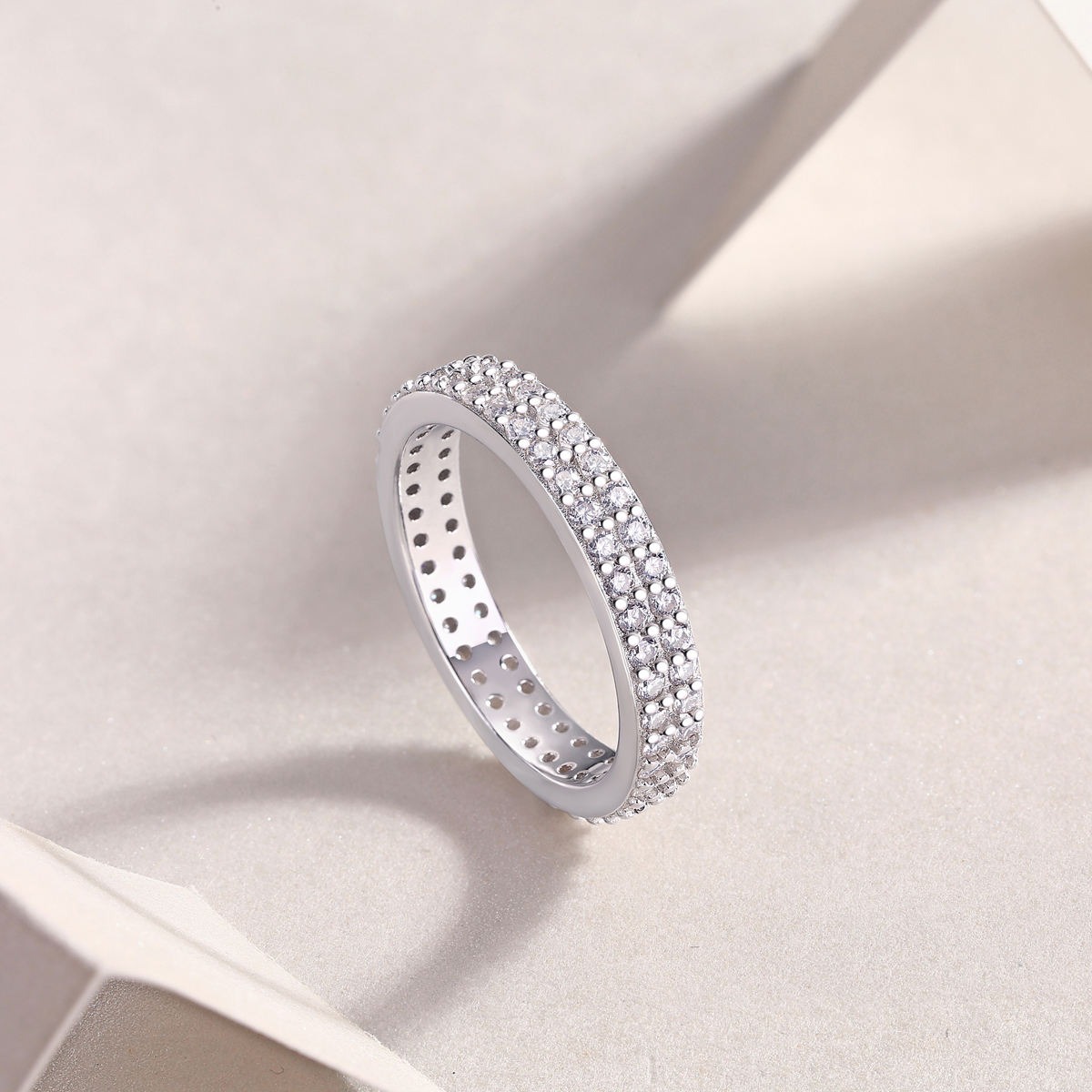 S925 Sterling Silver Moissanite Eternity Band Rings Affordable Price Moissanite Engagement Wedding Rings - Image 3