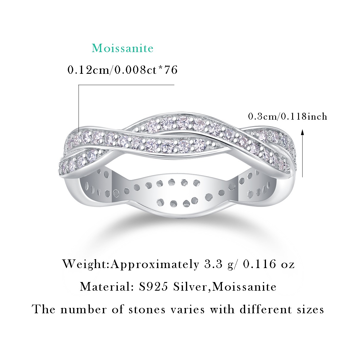 S925 Sterling Silver Moissanite Engagement Ring for Women - Image 2
