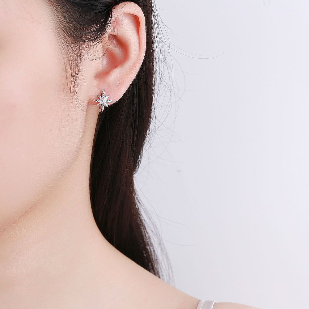 S925 sterling silver stud earrings star clip - Image 5