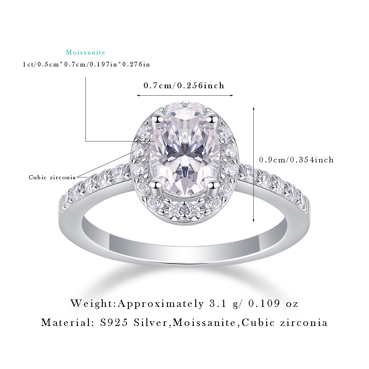 Wholesale 925 Sterling Silver 1ct Moissanite Engagement Ring Jewelry Gold Ring With GRA - Image 2