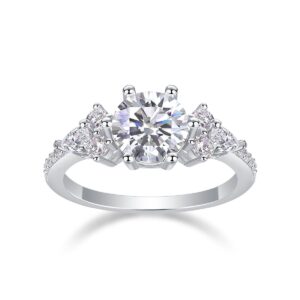 S925 Silver Moissanite Diamond Ring D Color Moissanite White Gold Plated Engagement Rings For Gift No reviews yet